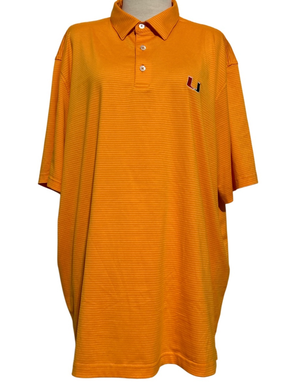 johnnie-O University of Miami Lyndonn Striped Jersey Performance Polo Size XXL